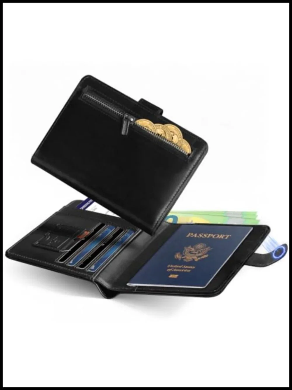 RFID Blocking Full Grain Leather Passport Holder for Travel - Slim Bi-fold